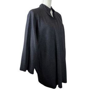 Eileen Fisher 100% Soft Wool Aline Tunic Cap Fit 3/4 Sleeve Gray Oversized Small